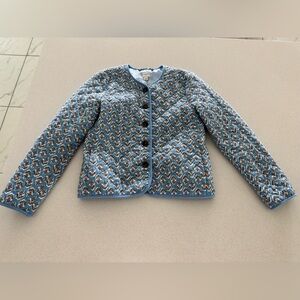 Floral Quilted Jacket with Blue Trim